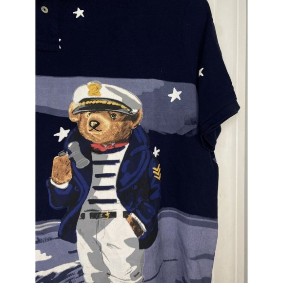 Polo Ralph Lauren Short Sleeve Polo Shirt Nautical Captain Sailor Bear Blue 2XL - Picture 4 of 15